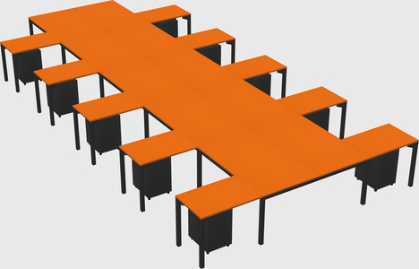 Shared l-shaped desk