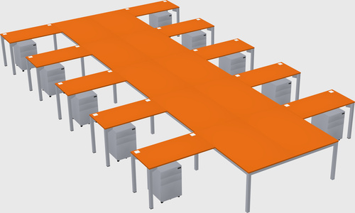 Shared l-shaped desk