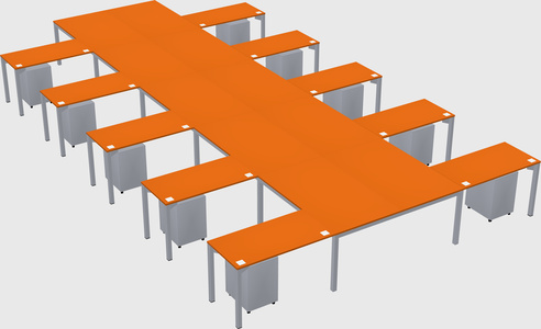 Shared l-shaped desk
