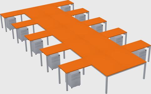 Shared l-shaped desk