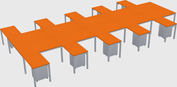 Shared l-shaped desk