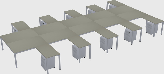 Shared l-shaped desk