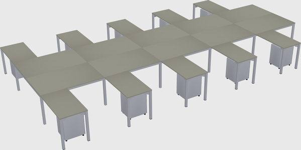 Shared l-shaped desk