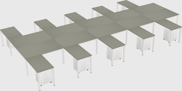 Shared l-shaped desk