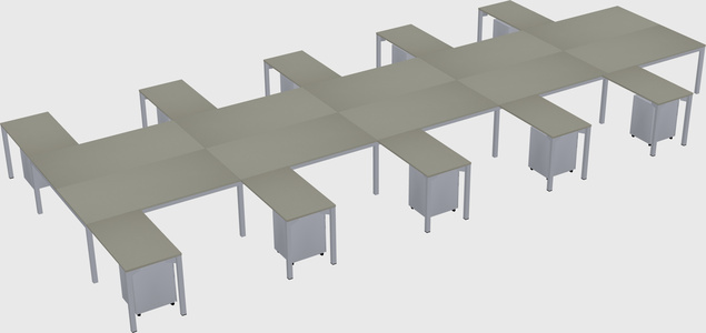 Shared l-shaped desk