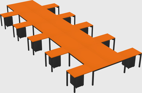 Shared l-shaped desk