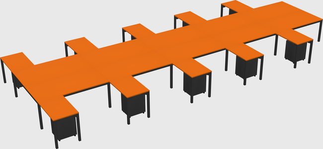 Shared l-shaped desk