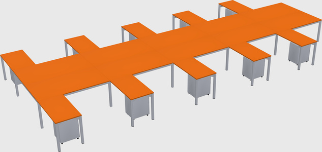 Shared l-shaped desk