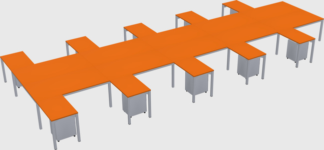 Shared l-shaped desk