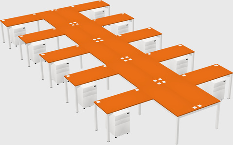 Shared l-shaped desk
