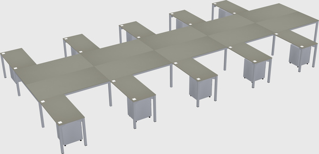 Shared l-shaped desk