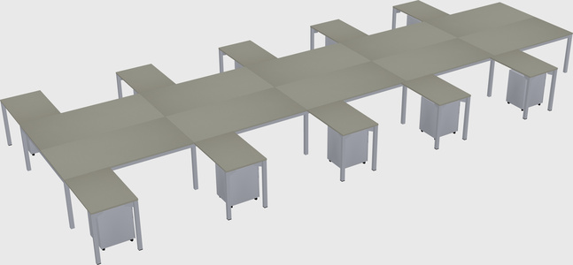 Shared l-shaped desk