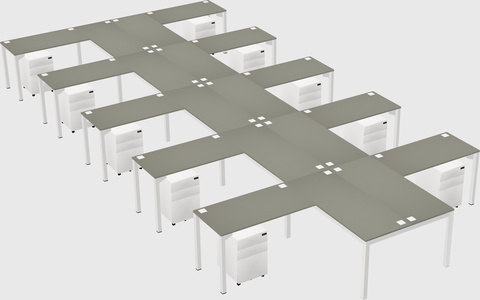 Shared l-shaped desk