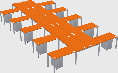 Shared l-shaped desk