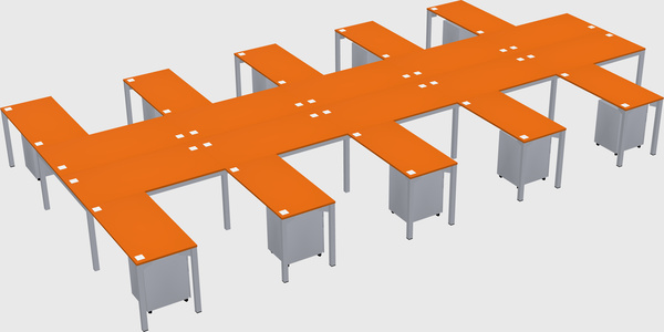 Shared l-shaped desk