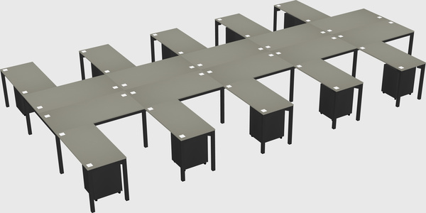 Shared l-shaped desk