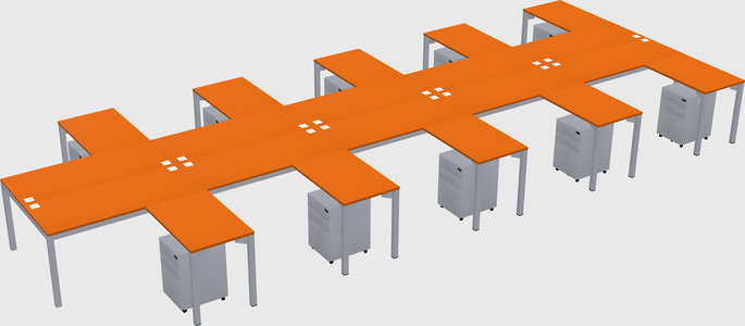 Shared l-shaped desk