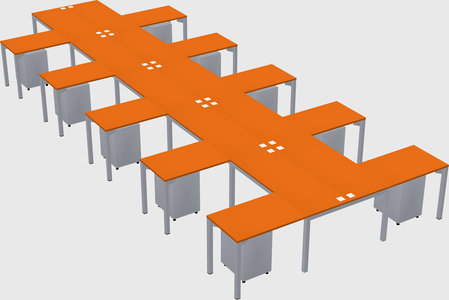 Shared l-shaped desk