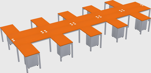 Shared l-shaped desk
