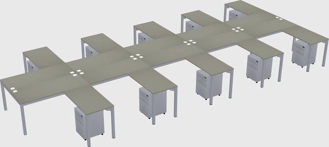 Shared l-shaped desk
