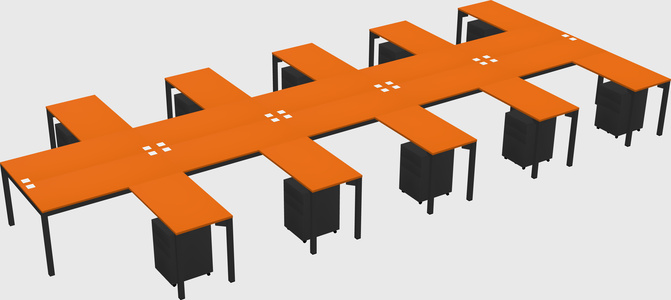 Shared l-shaped desk