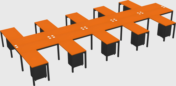 Shared l-shaped desk