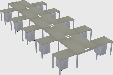 Shared l-shaped desk