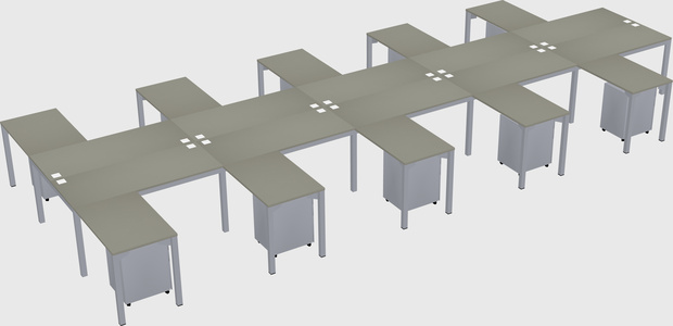Shared l-shaped desk
