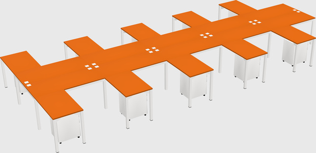 Shared l-shaped desk