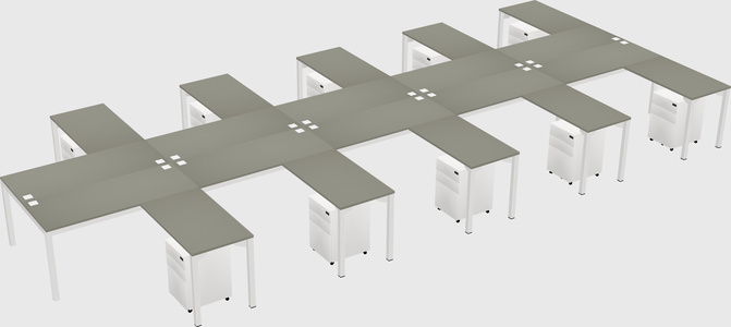 Shared l-shaped desk