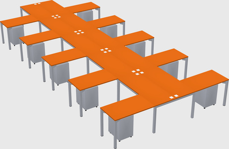 Shared l-shaped desk