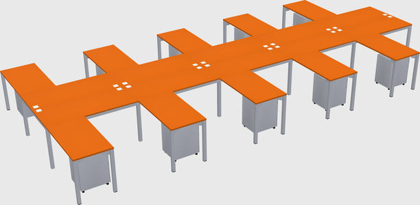 Shared l-shaped desk