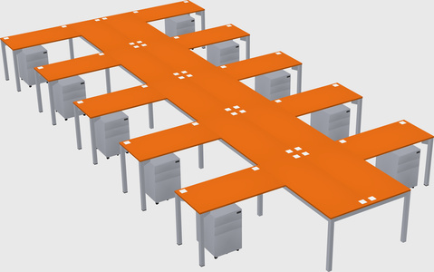Shared l-shaped desk