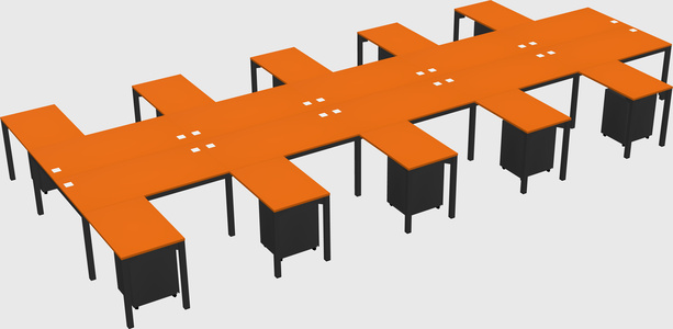Shared l-shaped desk
