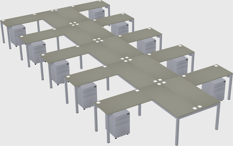 Shared l-shaped desk