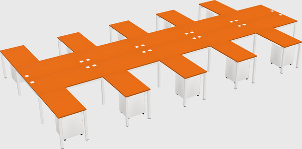 Shared l-shaped desk