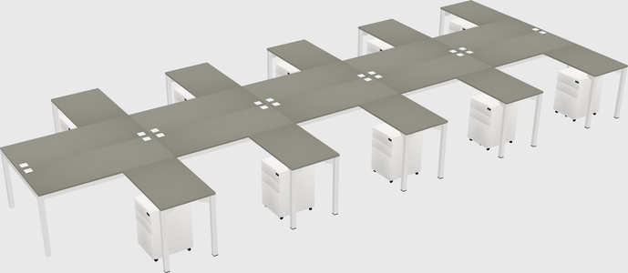 Shared l-shaped desk