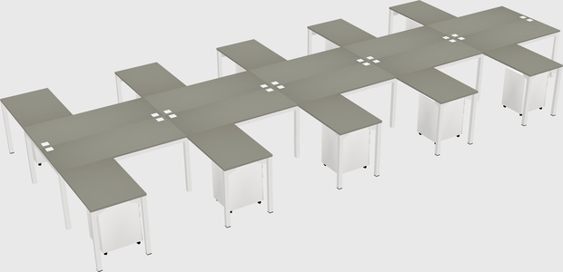 Shared l-shaped desk