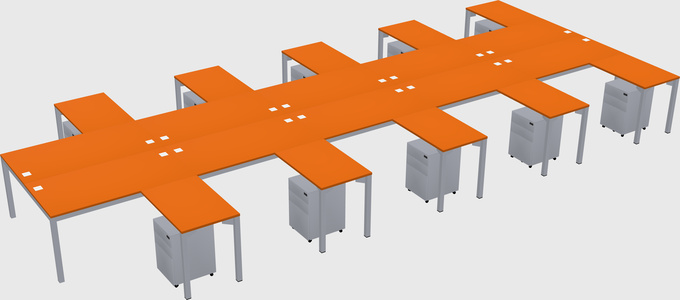 Shared l-shaped desk