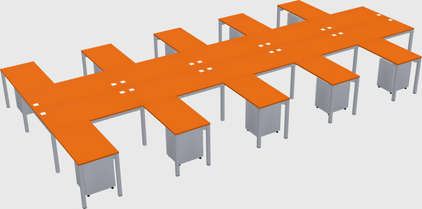 Shared l-shaped desk