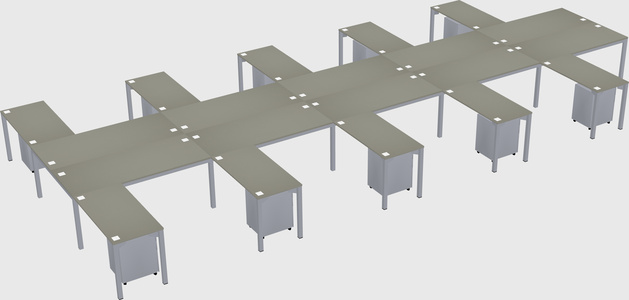 Shared l-shaped desk