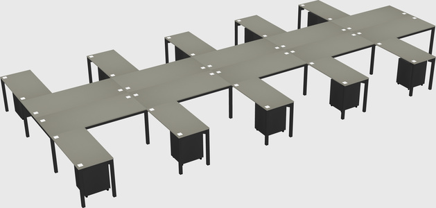 Shared l-shaped desk