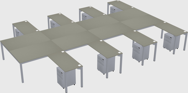 Shared l-shaped desk