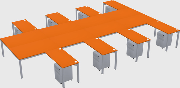 Shared l-shaped desk