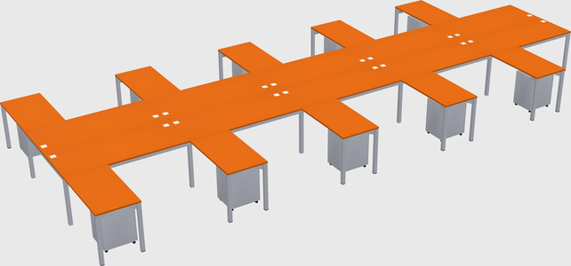 Shared l-shaped desk