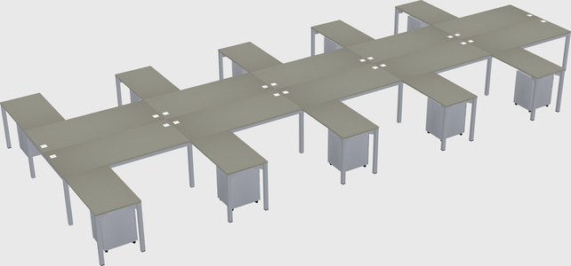 Shared l-shaped desk