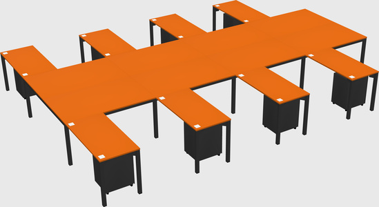 Shared l-shaped desk