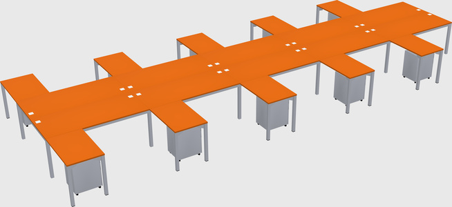 Shared l-shaped desk