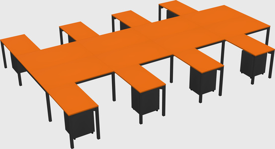 Shared l-shaped desk