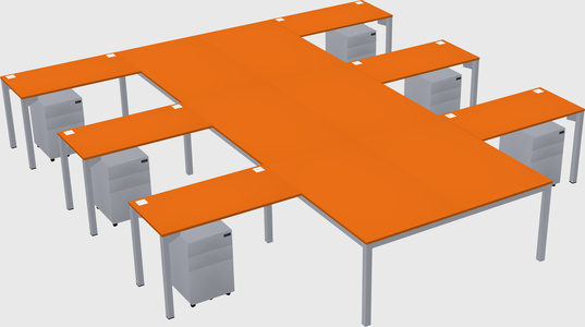 Shared l-shaped desk